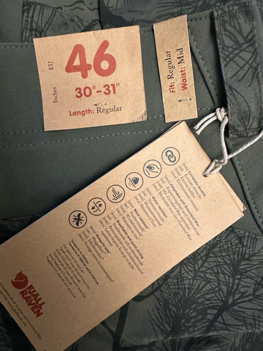 Fjallraven Keb Trouser Pants Cargo Mens 30-31” Camo Green NWT - Picture 5 of 10